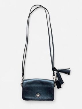 Coach black Legacy Penny black leather crossbody bag tassel purse